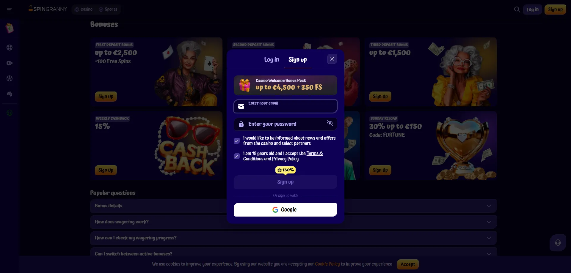 Guida alla registrazione su Spingranny Casino per giocatori italiani